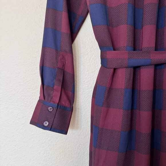 Ann Taylor Plaid Mini Dress with Tie Belt Size Small Petite Pockets - Picture 9 of 10